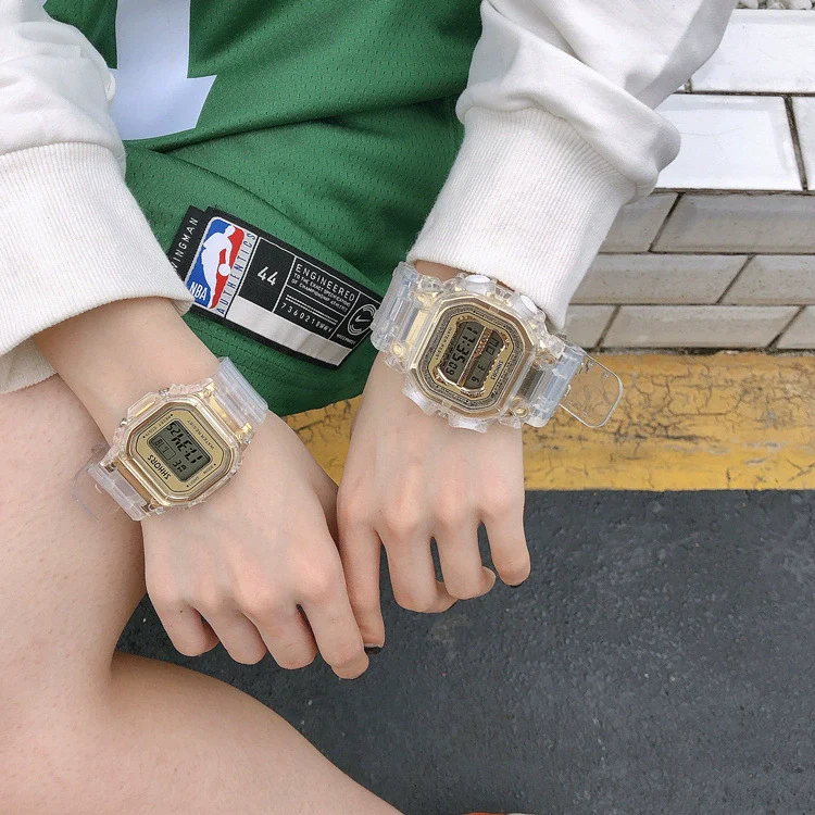Couple's Electronic Watch Plastic Case Silicone Strap Square Dial Simple Fashionable - Image 6