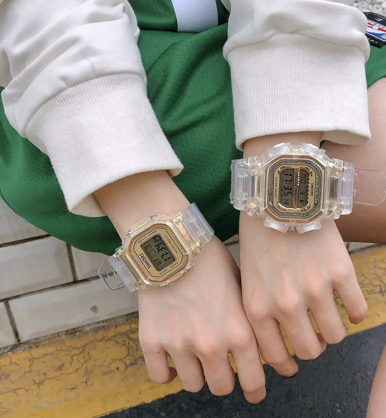 Couple's Electronic Watch Plastic Case Silicone Strap Square Dial Simple Fashionable - Image 7