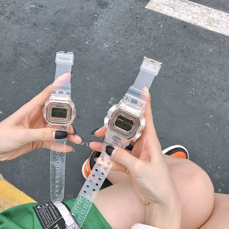Couple's Electronic Watch Plastic Case Silicone Strap Square Dial Simple Fashionable - Image 8