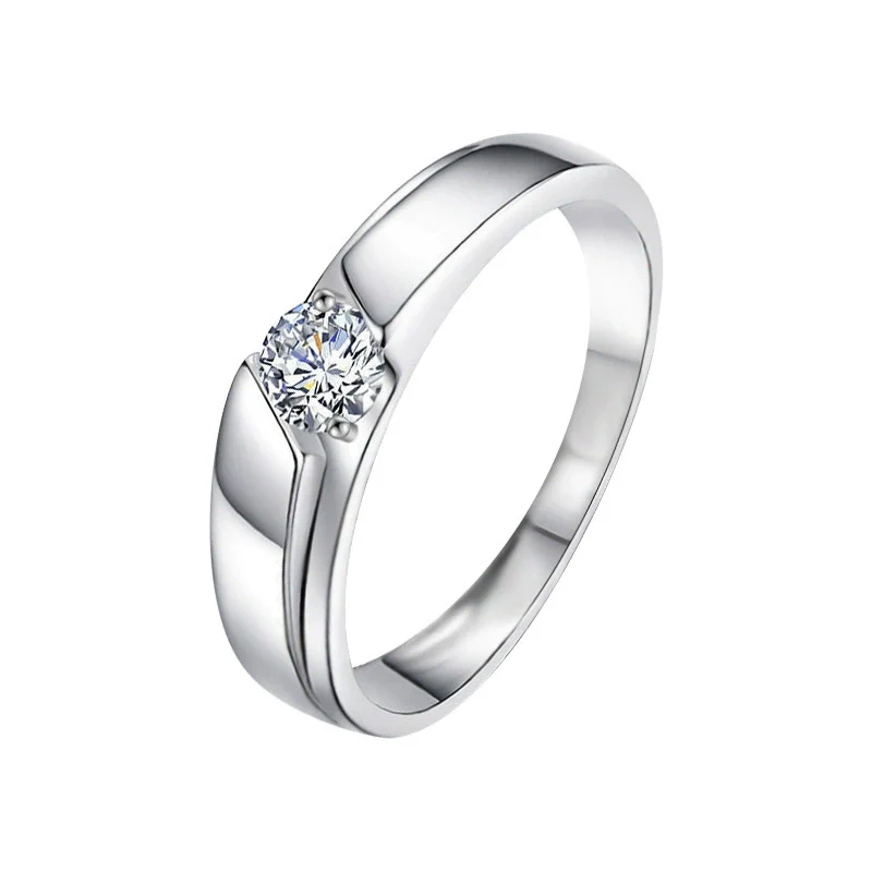 Couple's Moissanite Ring 925 Sterling Silver Fashion Geometric Electroplated - Image 4