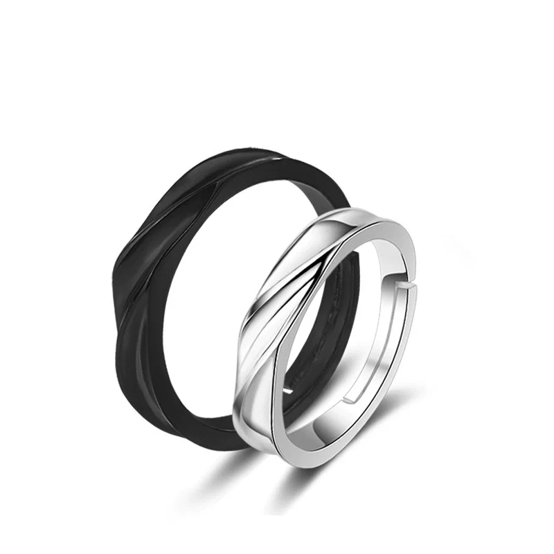 Couple's Ring S925 Sterling Silver Geometric Style Electroplated Jewelry - Image 3