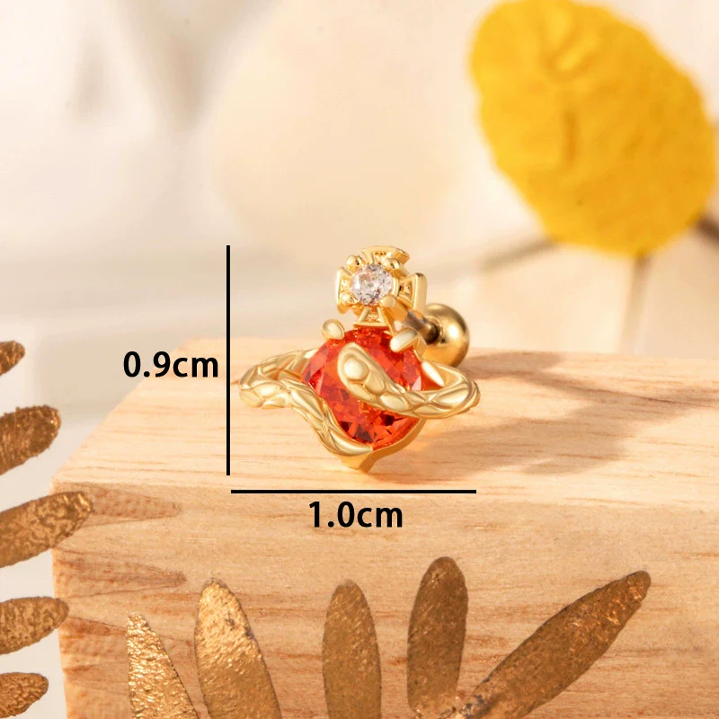 Couple's Titanium Steel Animal Zodiac Inlaid Zircon Ear Nails - Image 9