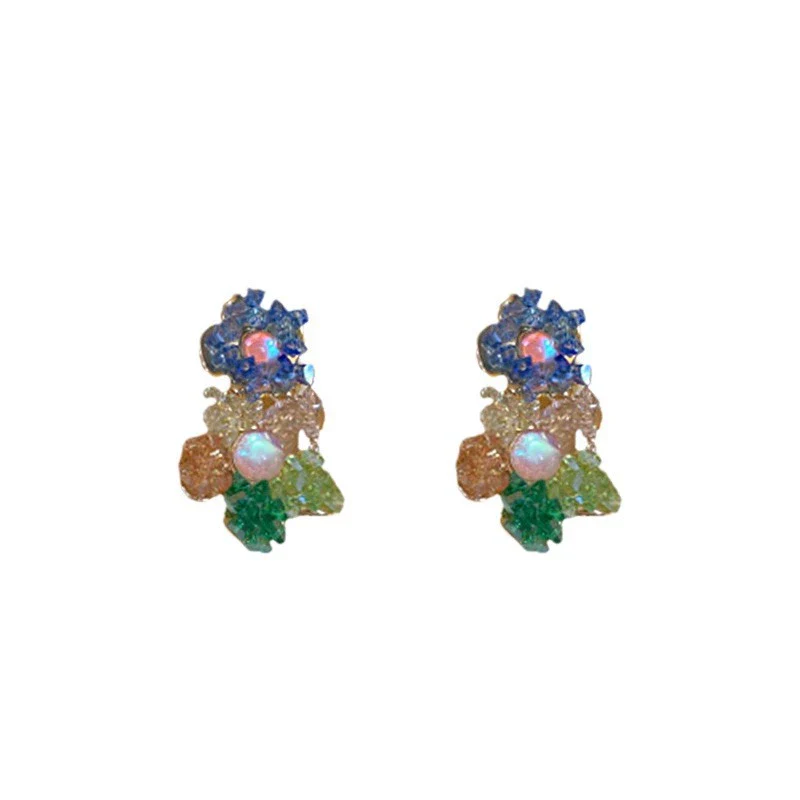 Crystal Colorful Flower Earrings Forest Style For Women - Image 5