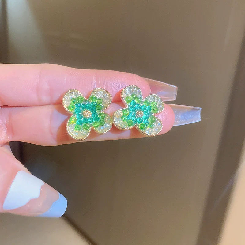 Crystal Colorful Flower Earrings Forest Style For Women - Image 9
