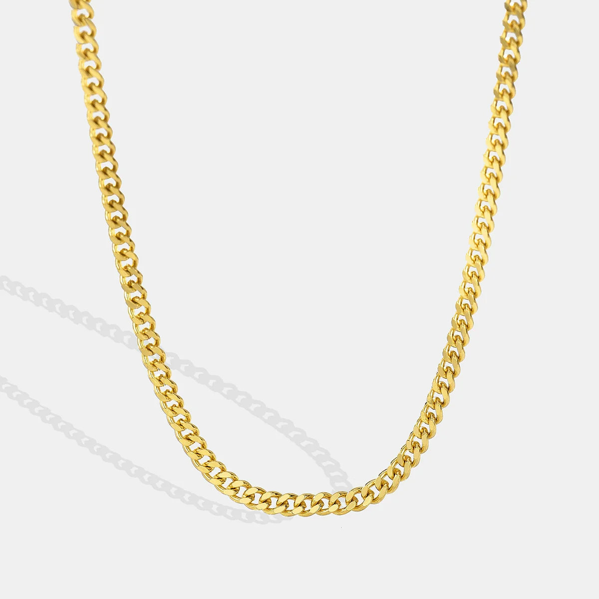 Cuban Chain Necklace Gold Electroplated Simple Street Style - Image 4