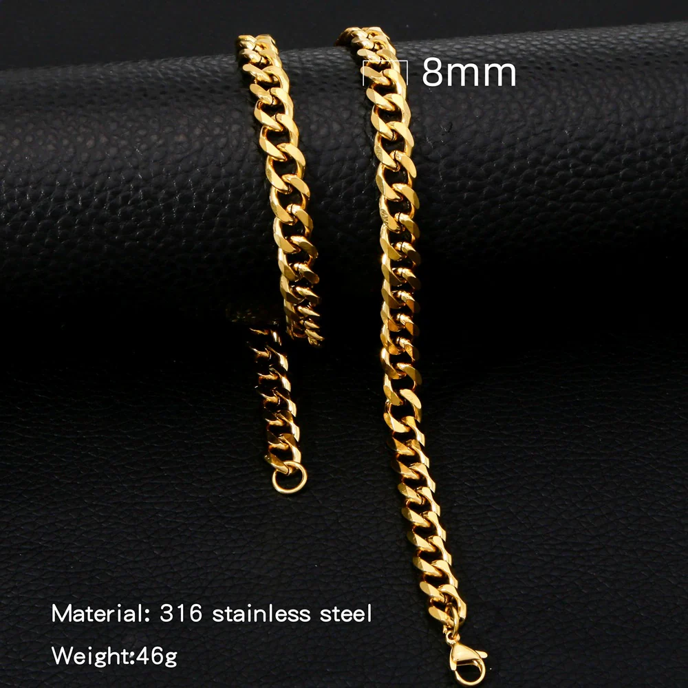 Cuban Chain Necklace Hip Hop Street Culture Wave Pattern Electroplated For Men And Women - Image 9