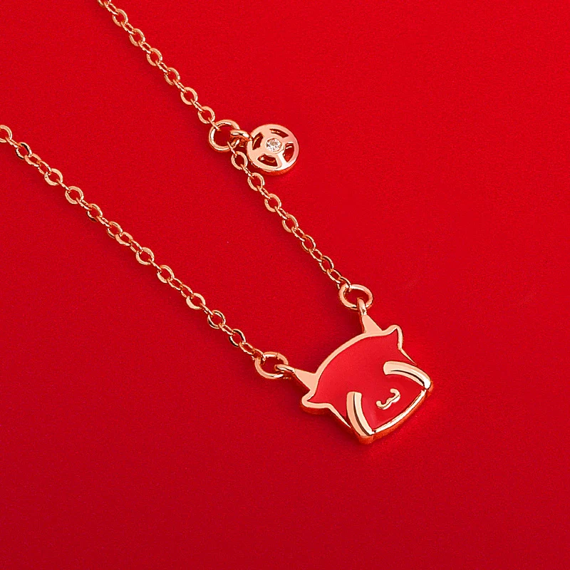 Cute Cow Zodiac Temperaturesensitive Colorchanging Pendant Women's S925 Sterling Silver Clavicle Necklace With Cross Chain And Electroplating Design - Image 2