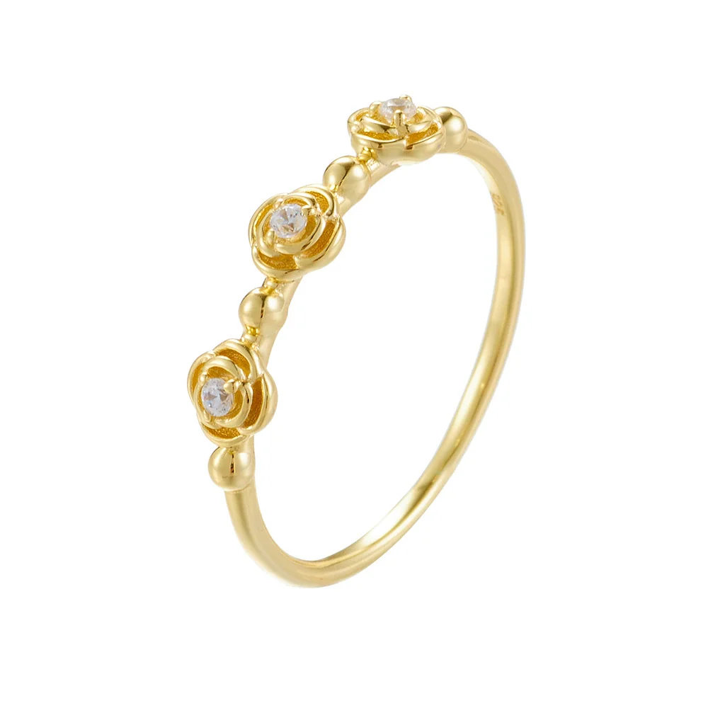 Diamond Rose 925 Sterling Silver Flower Style Women's Ring Bracelet - Image 5