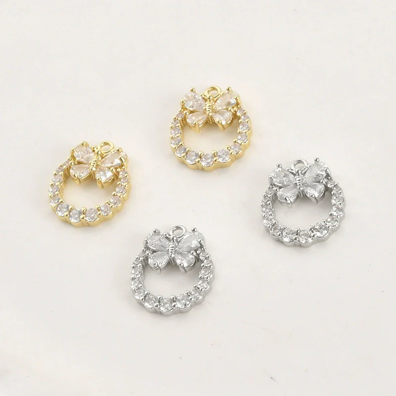 Diy Handmade Jewelry Accessories Copper Electroplated Light Luxury Style Butterfly Zircon Bracelet Necklace Earrings - Image 3