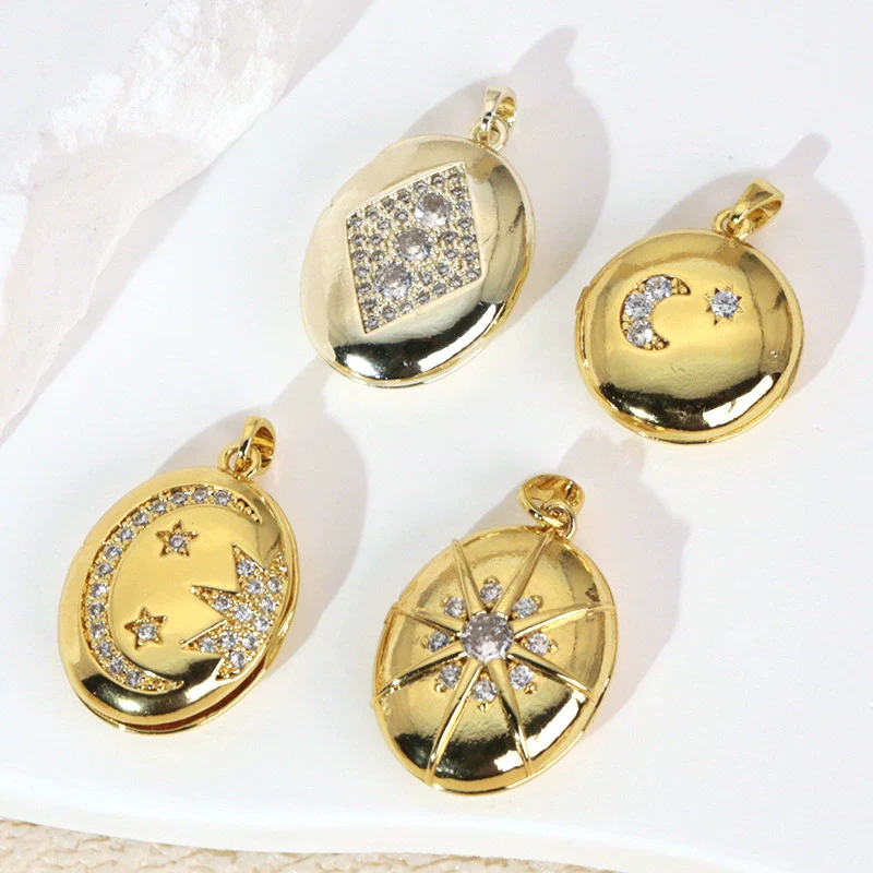 Diy Jewelry Accessories Women's Copper Photo Album Necklace Pendant Inlaid Gold With Crown Heart Shape And Cartoon Characters Electroplated - Image 4