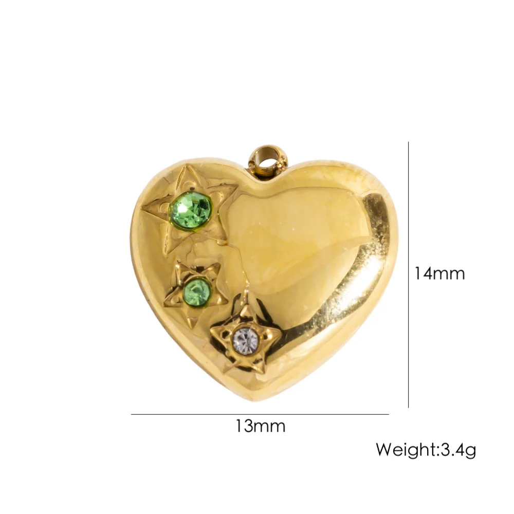 Diy Jewelry Pendant 304 Stainless Steel Colorful Diamondinlaid Peach Heart Pendant Electroplated - Image 17