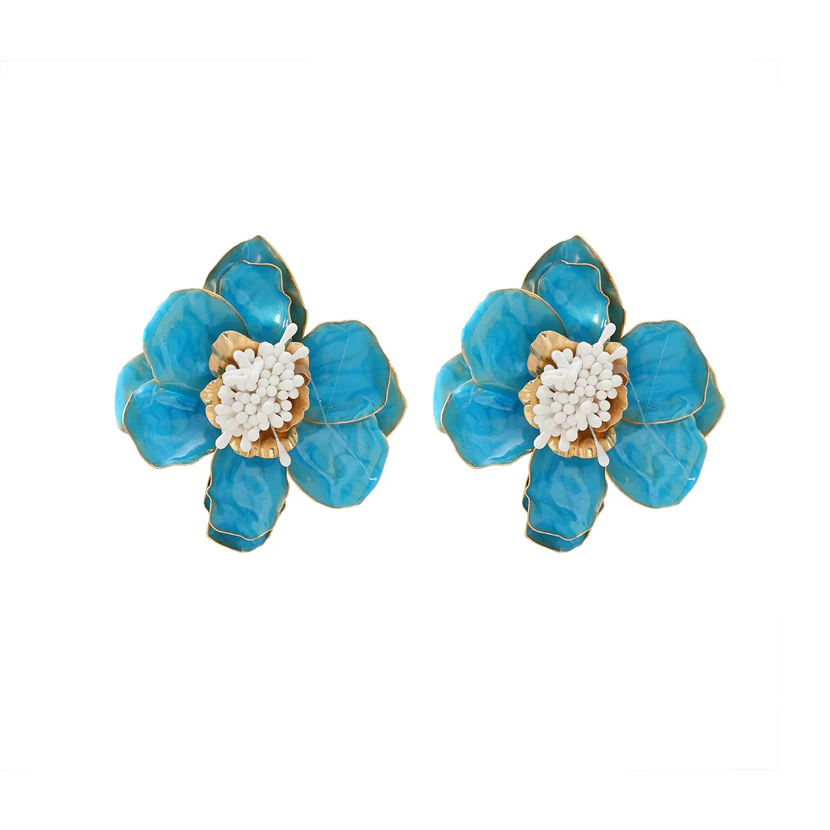 Dopamine Rose Red Women's Exaggerated Highend Earrings Zinc Alloy Flower Electroplated - Image 5