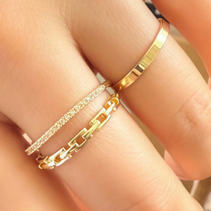 Doublelayer Rhinestone Ring For Women Geometric Light Luxury Electroplated - Image 6