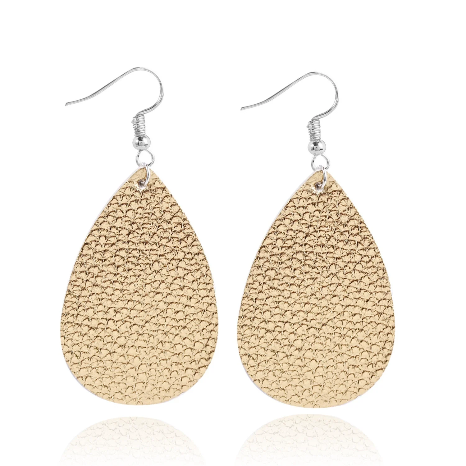 Doublelayer Teardropshaped Pu Leather Women's Earrings With Printing - Image 8