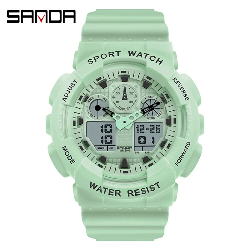 Dual Movement Electronic Resin Outdoor Leisure Sports Waterproof Round Dial Youth Watch - Image 12