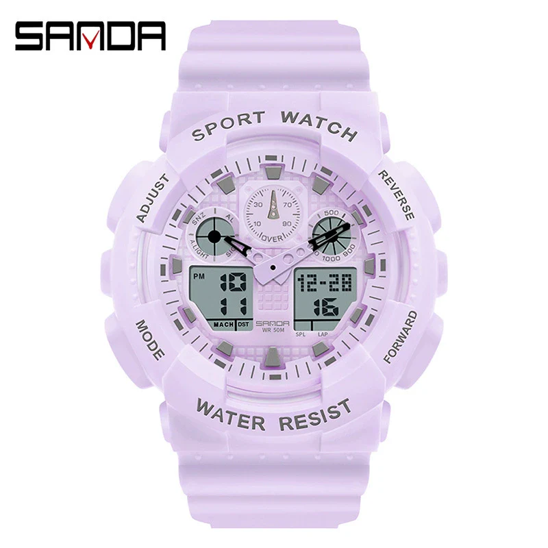 Dual Movement Electronic Resin Outdoor Leisure Sports Waterproof Round Dial Youth Watch - Image 13