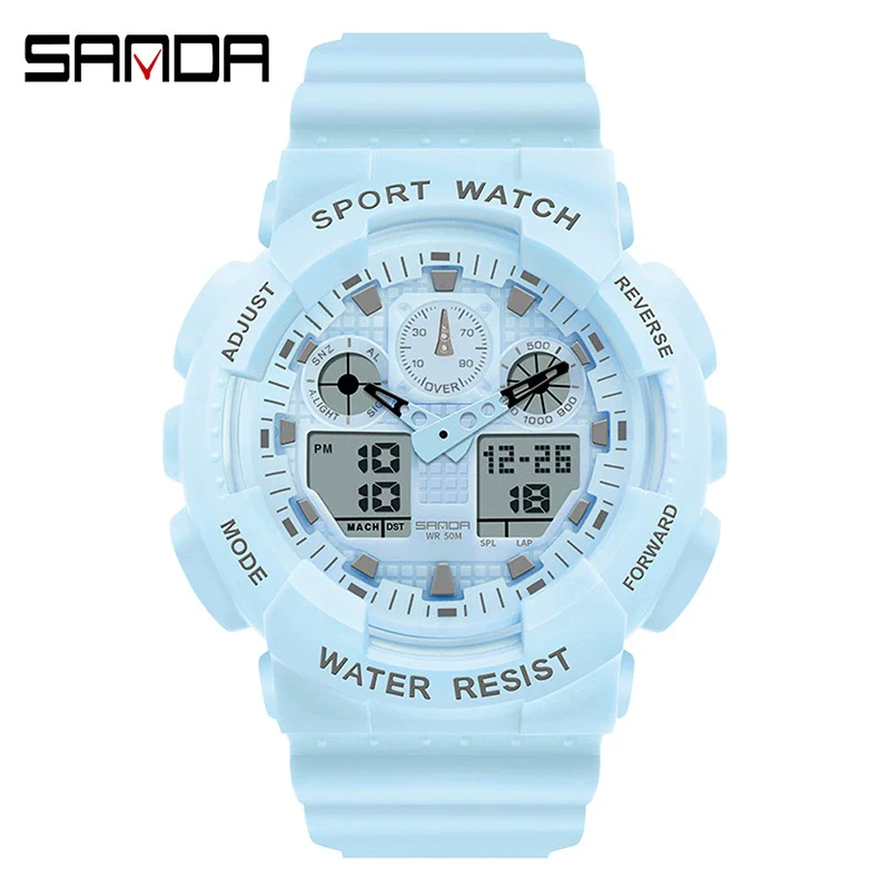 Dual Movement Electronic Resin Outdoor Leisure Sports Waterproof Round Dial Youth Watch - Image 14
