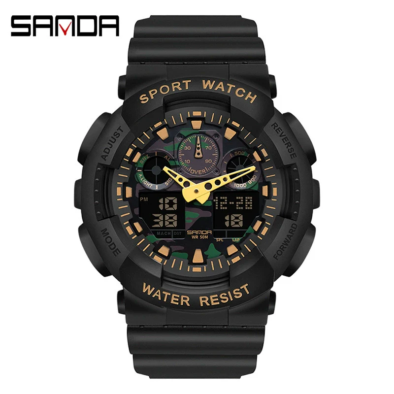 Dual Movement Electronic Resin Outdoor Leisure Sports Waterproof Round Dial Youth Watch - Image 15