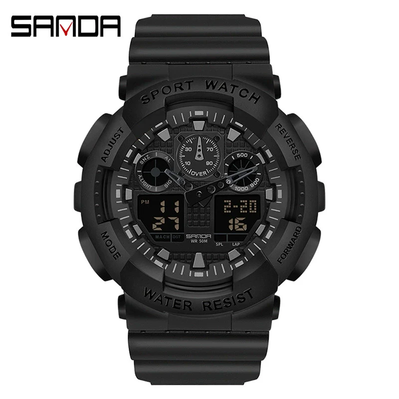 Dual Movement Electronic Resin Outdoor Leisure Sports Waterproof Round Dial Youth Watch - Image 16