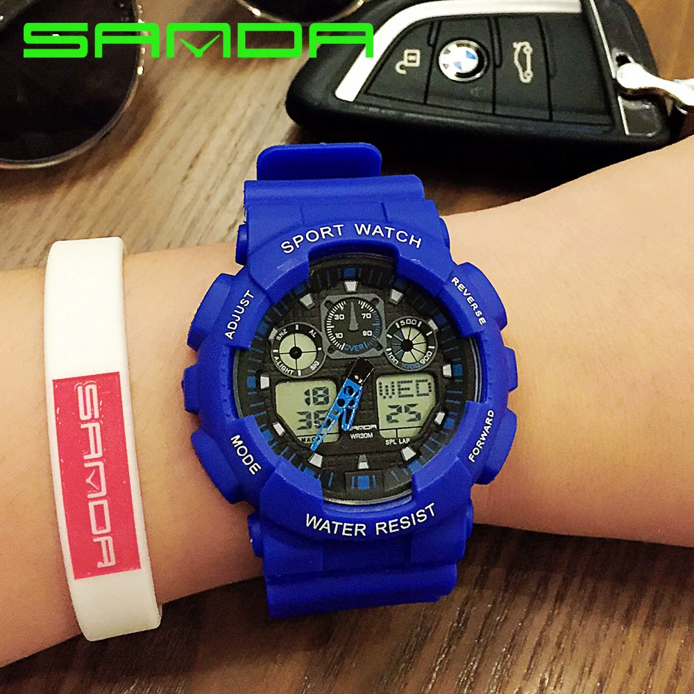 Dual Movement Electronic Resin Outdoor Leisure Sports Waterproof Round Dial Youth Watch - Image 4