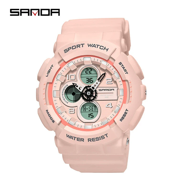 Dual Movement Electronic Resin Outdoor Leisure Sports Waterproof Round Dial Youth Watch - Image 5