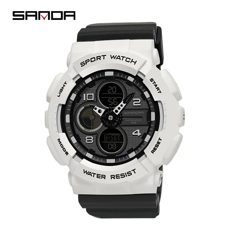 Dual Movement Electronic Resin Outdoor Leisure Sports Waterproof Round Dial Youth Watch - Image 9