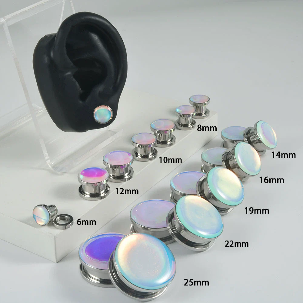 Ear Expansion Jewelry Stainless Steel Geometric Dripping Oil Natural Style Round - Image 3