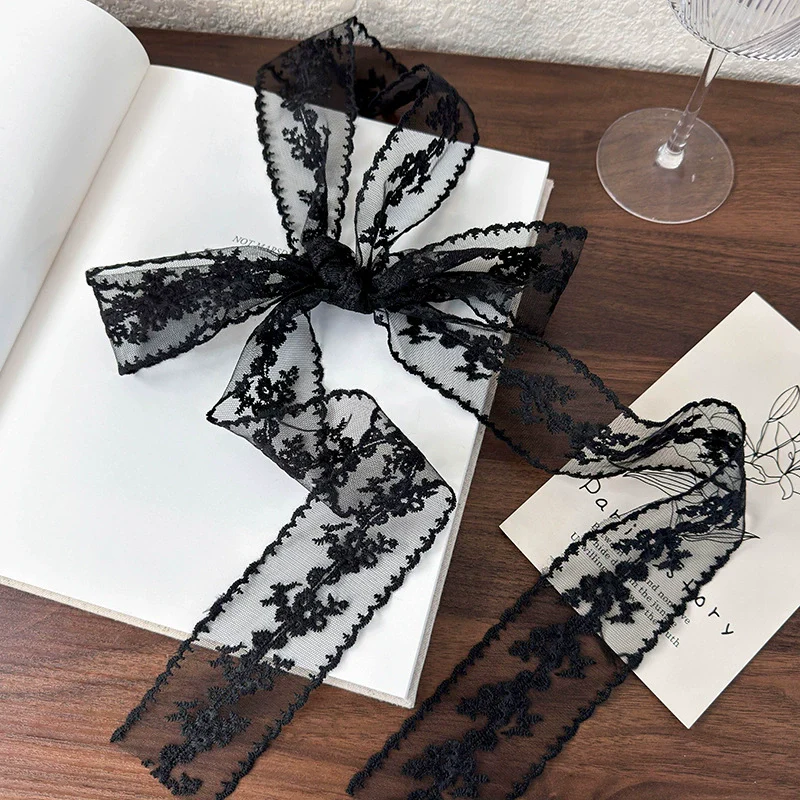 Early Spring Accessories Retro Lace Silk Scarf Headband Geometric Pattern Versatile Decorative Ribbon Headband Belt - Image 9