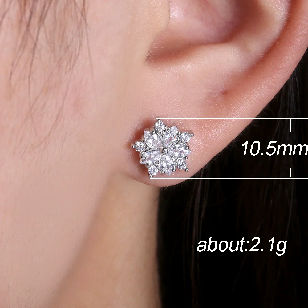 Earrings Copper Geometric Style With Diamond Zircon - Image 5