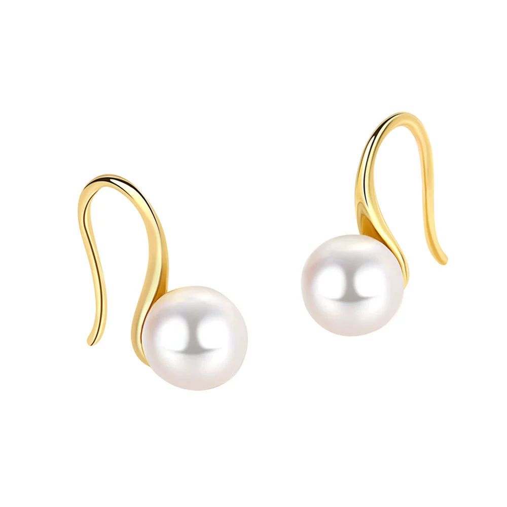 Earrings Copper High Imitation Fresh Water Pearl Geometric Electroplated 18K Real Gold Ear Hook - Image 5