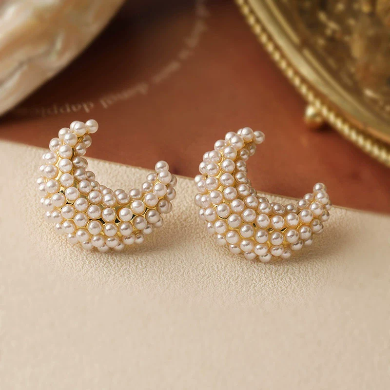 Earrings Copper Inlaid With Pearls Light Luxury Style Heart Bow Drop Shape - Image 8