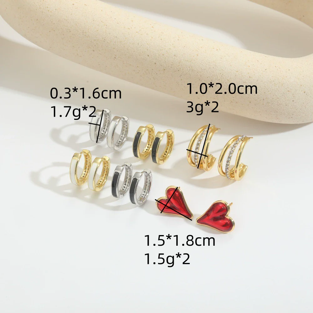Earrings Copper Sweet Simple Retro Heart Shape Electroplating Unisex - Image 2