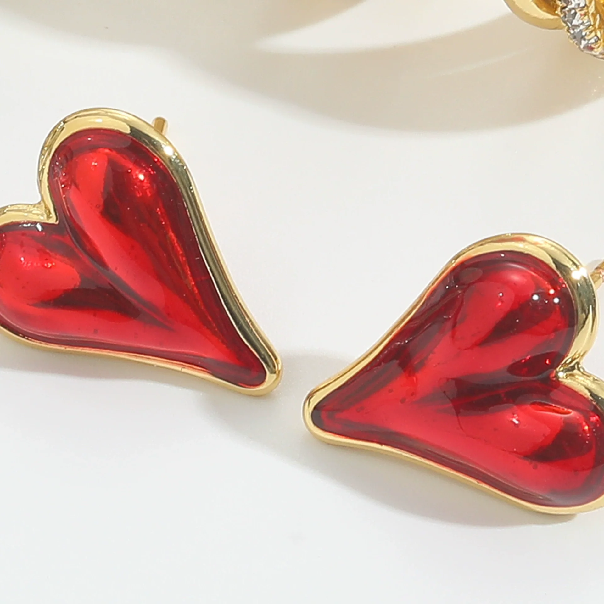 Earrings Copper Sweet Simple Retro Heart Shape Electroplating Unisex - Image 6