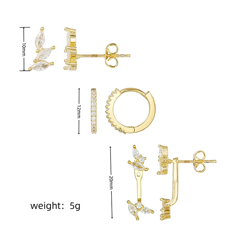 Earrings Copper Zirconia Leaves Style - Image 4