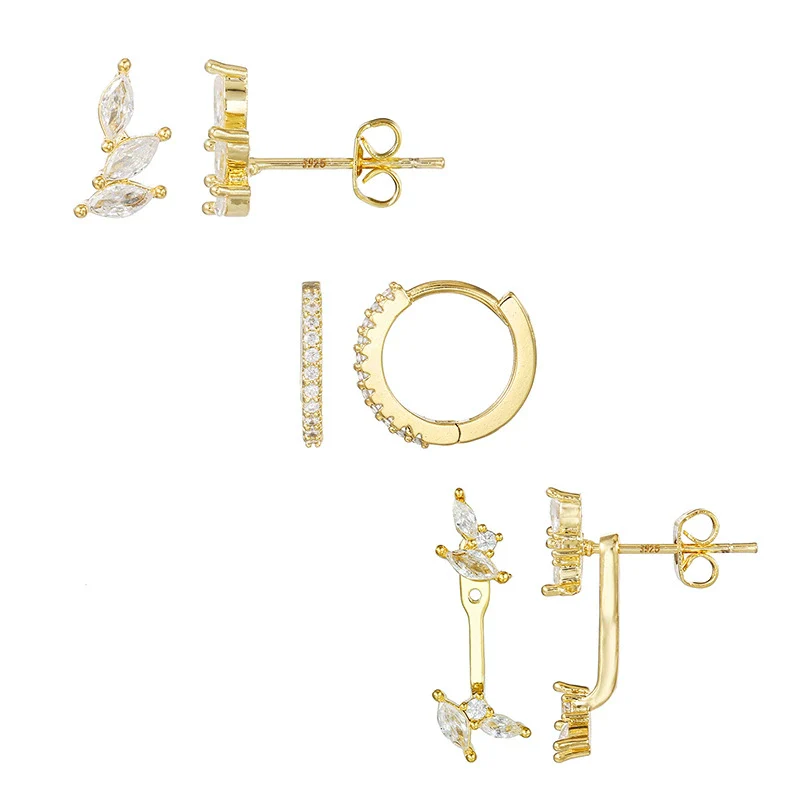 Earrings Copper Zirconia Leaves Style - Image 6
