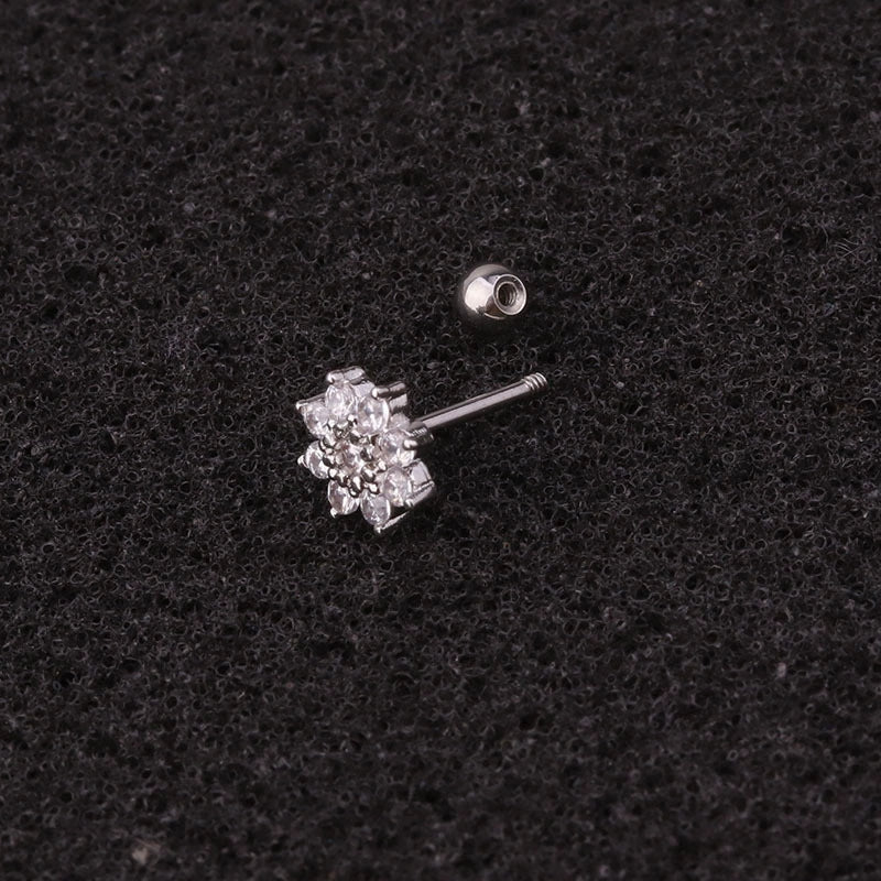 Earrings Metal Inlaid Zircon Flowers Style - Image 2
