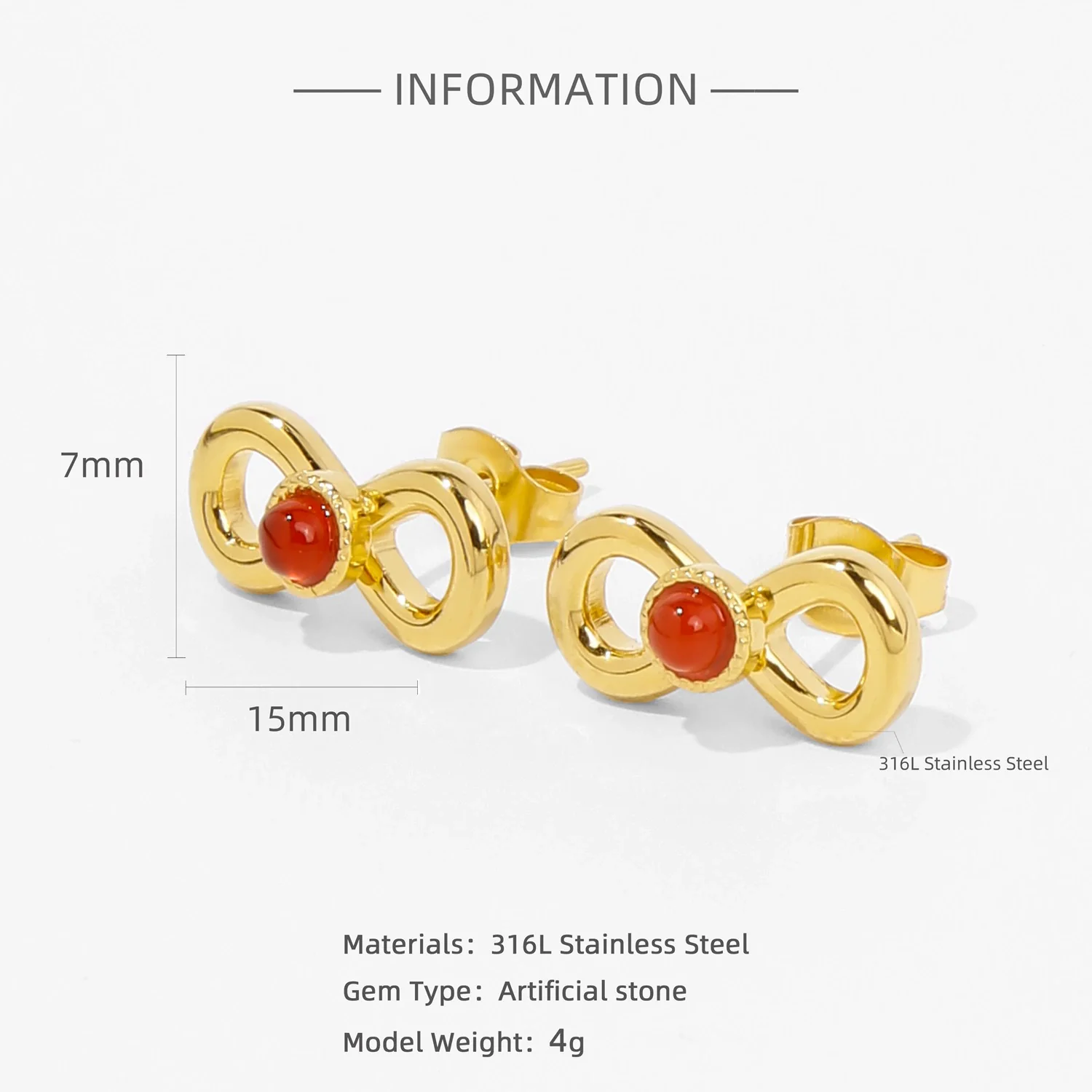 Earrings Mixed Material Inlaid Ruby Geometric Flower Electroplated For Women - Image 17