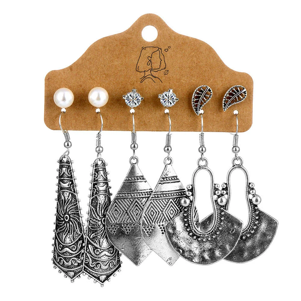 Earrings Mixed Materials Alloy Distressed Leaves Bohemian Style - Image 10