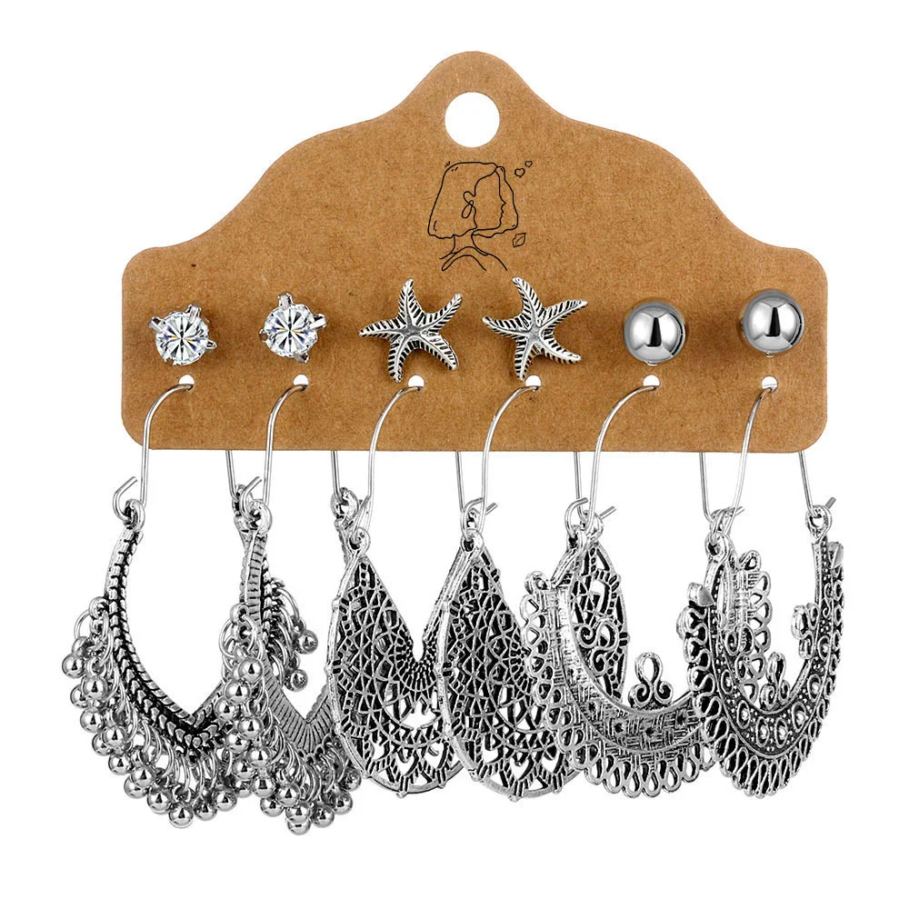 Earrings Mixed Materials Alloy Distressed Leaves Bohemian Style - Image 11