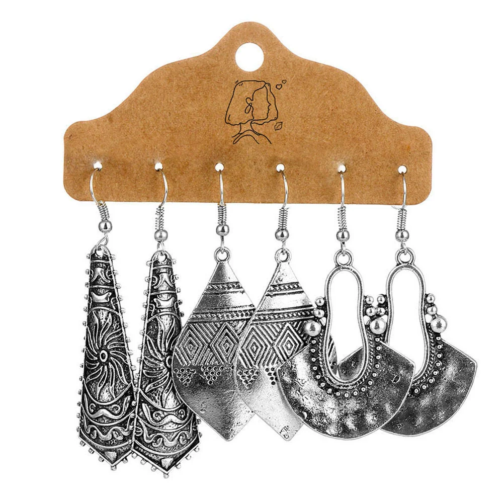Earrings Mixed Materials Alloy Distressed Leaves Bohemian Style - Image 6