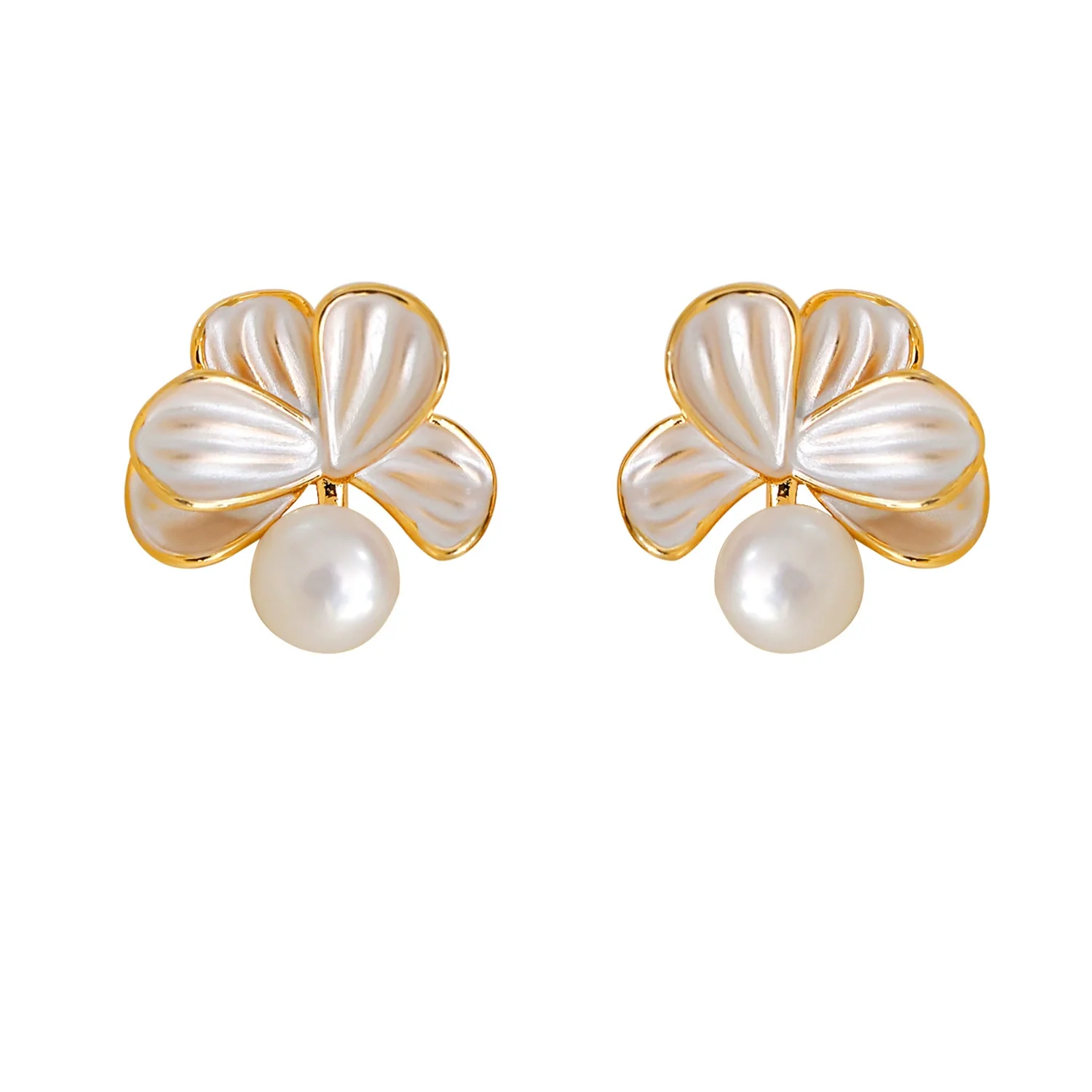 Earrings Natural Freshwater Pearl Copper Geometric Electroplating For Women - Image 5