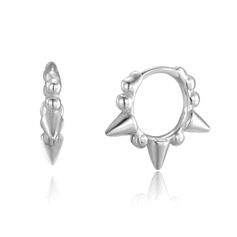 Earrings S925 Silver Geometric Rivet Electroplated Punk Style Unisex - Image 5