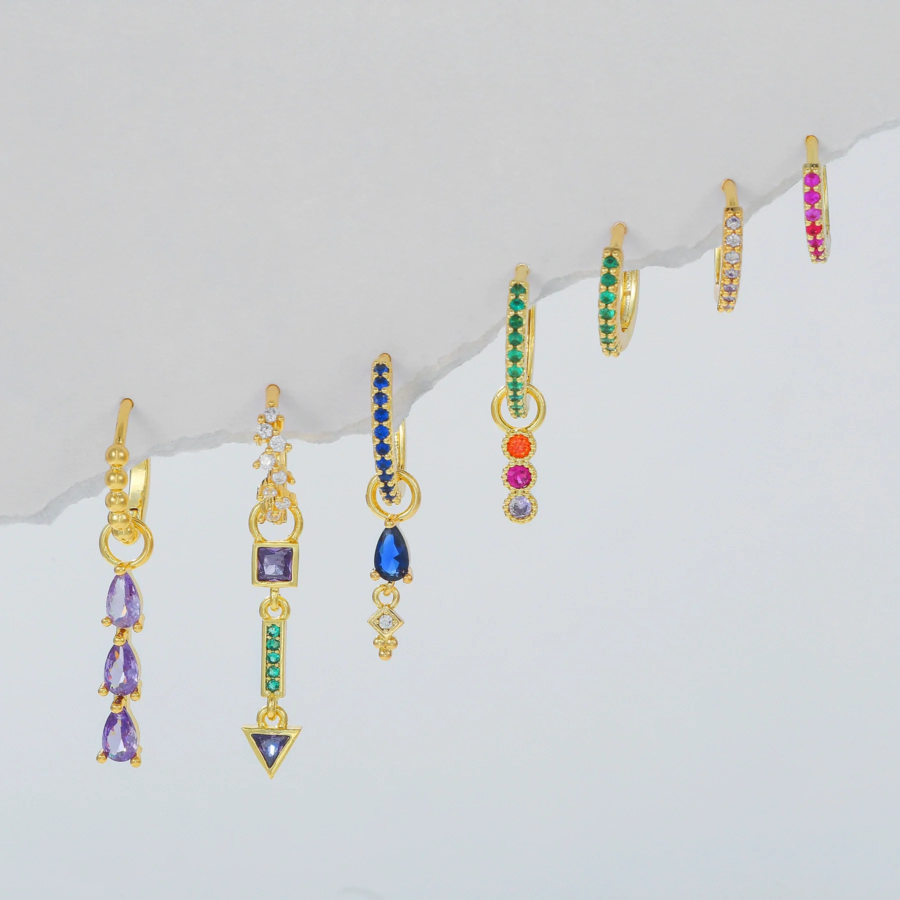 Earrings Set Copper Geometric Inlaid Zircon For Women - Image 4