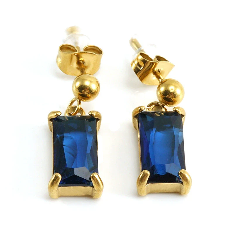 Earrings Stainless Steel Zircon Geometric Inlaid For Women - Image 5