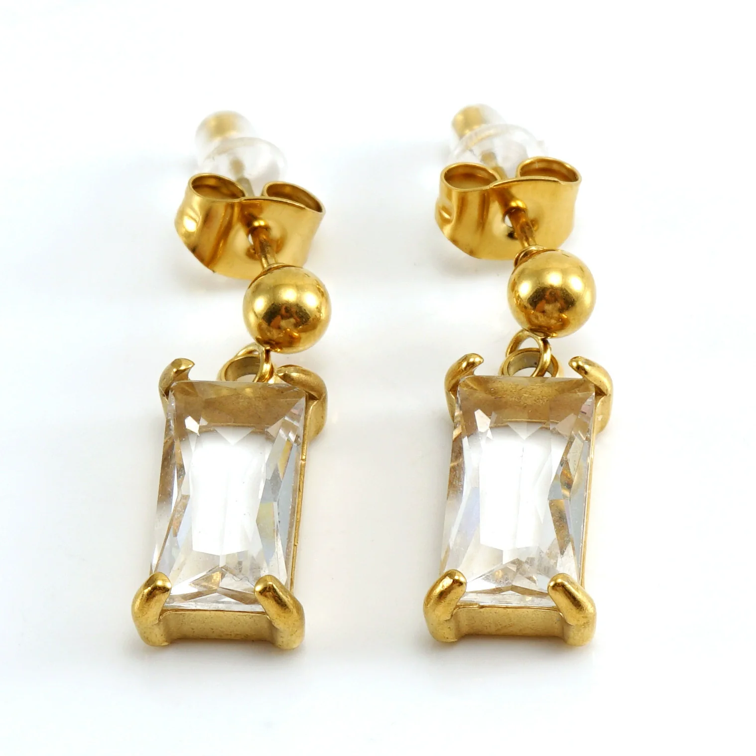 Earrings Stainless Steel Zircon Geometric Inlaid For Women - Image 7