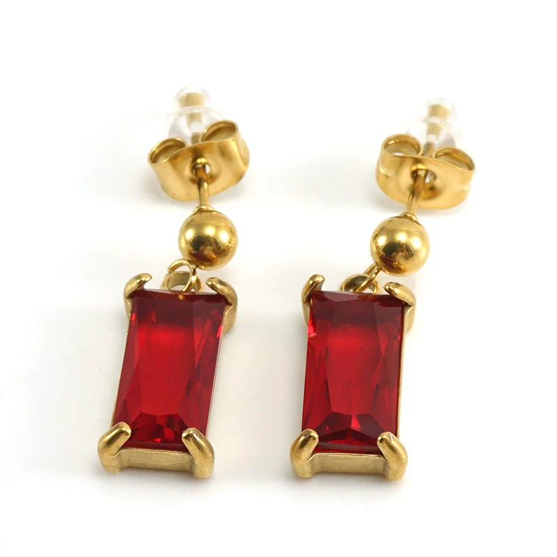 Earrings Stainless Steel Zircon Geometric Inlaid For Women - Image 8
