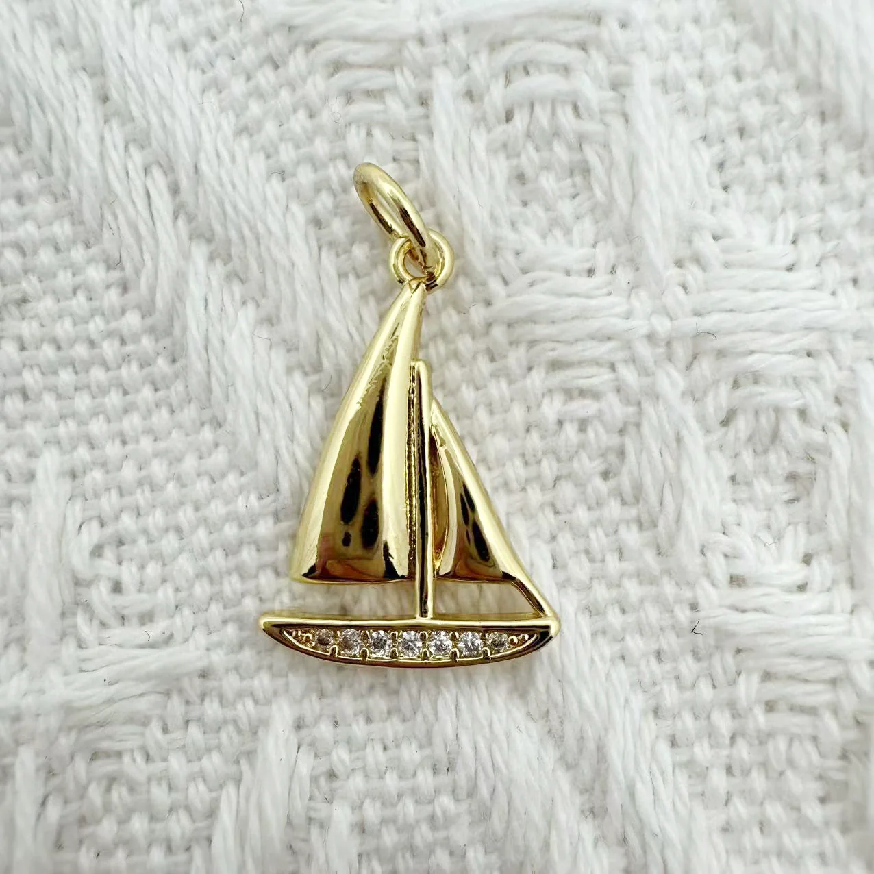 Eco Friendly Fashion Gold Plated Copper Diamond Encrusted Cross Sailboat Cloud Pendant Bracelet Necklace Accessories - Image 15