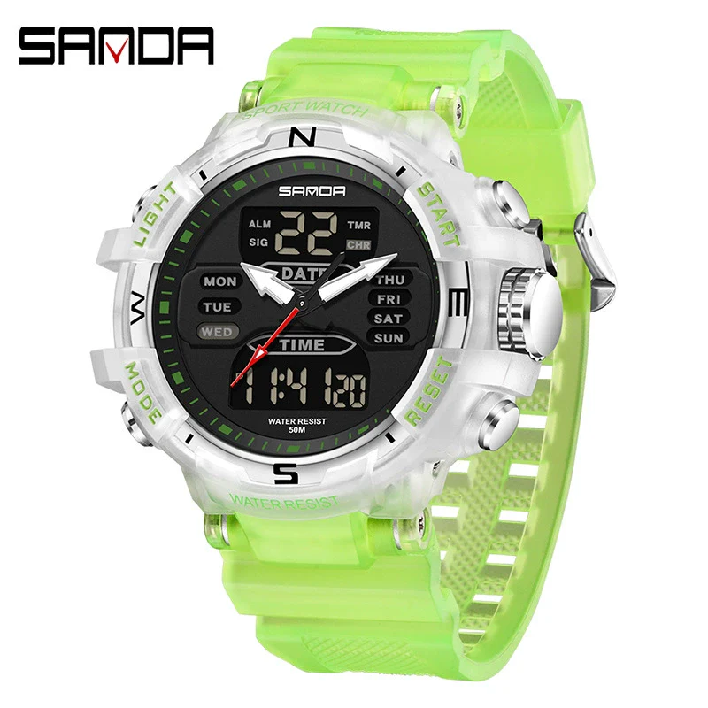 Electronic Watch Alarm Clock Multifunctional For Middle And High School Students Acrylic Mirror Abs Case Tpu Strap Round Dial Chic Style Waterproof - Image 10