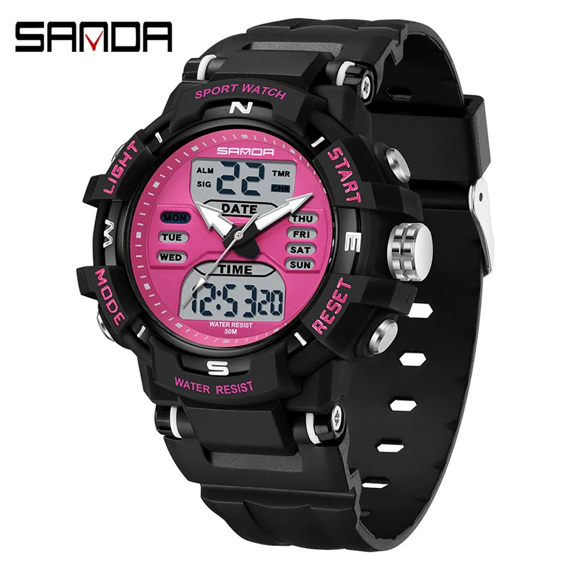 Electronic Watch Alarm Clock Multifunctional For Middle And High School Students Acrylic Mirror Abs Case Tpu Strap Round Dial Chic Style Waterproof - Image 12
