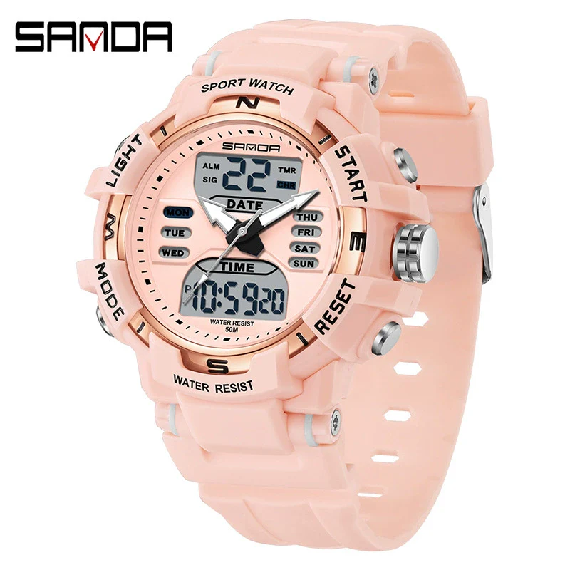 Electronic Watch Alarm Clock Multifunctional For Middle And High School Students Acrylic Mirror Abs Case Tpu Strap Round Dial Chic Style Waterproof - Image 15